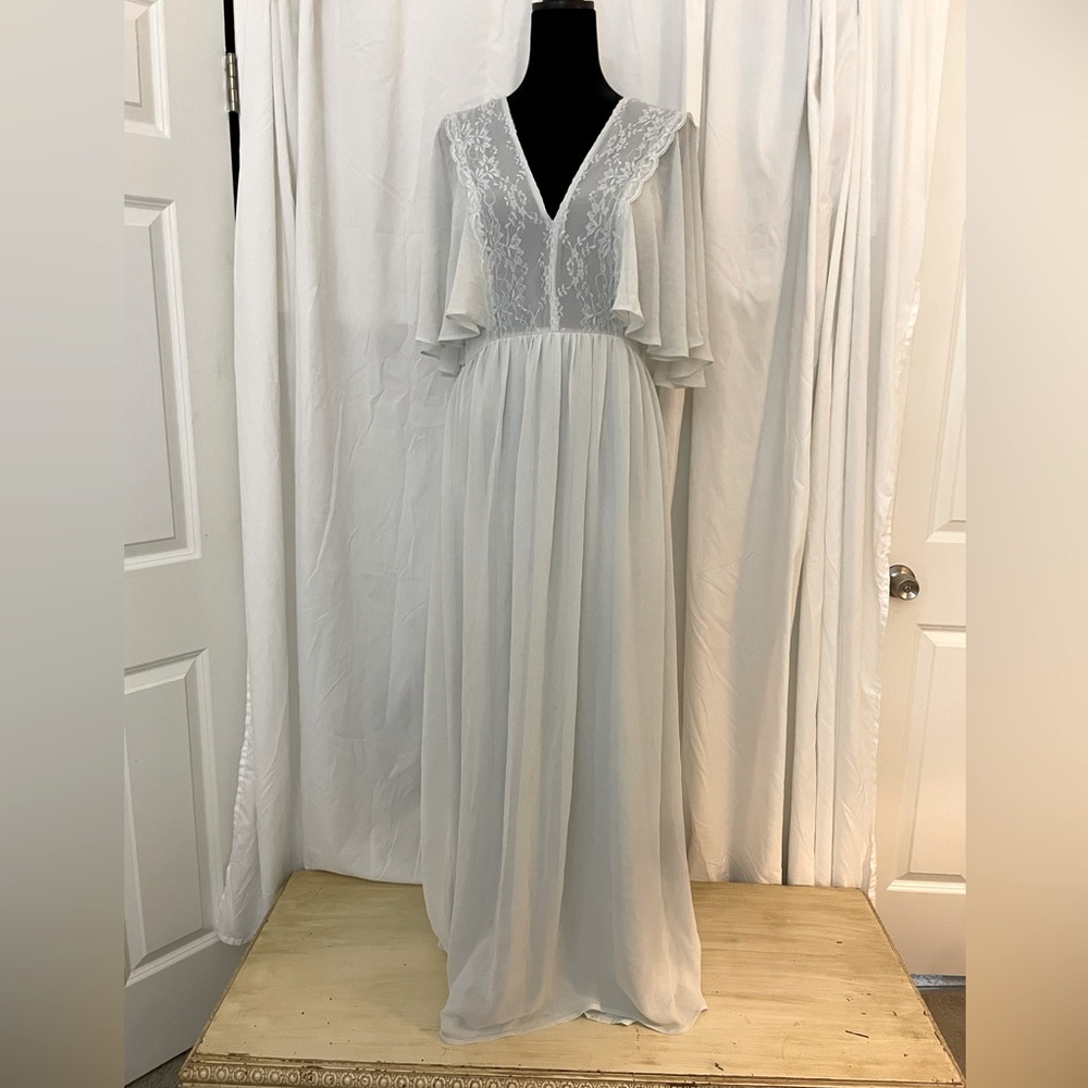 ASOS | Dresses | Asos Romantic Boho Bridal Bridesmaid Maxi Flutter Sleeve Dress Palest Blue Sz8
